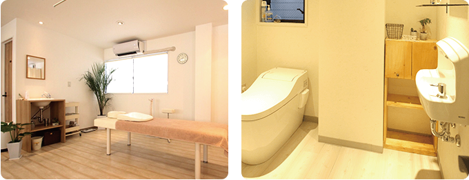 個室だから安心して施術が受けられます。