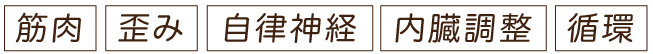 筋肉・歪み・自律神経・内臓調整・循環